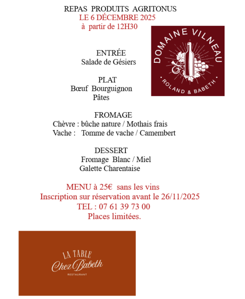 Marché Agritonus le samedi 6 décembre au Breuil de verdille